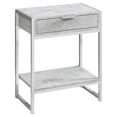 Modern 24" Bedside Table with Drawer and Shelf Rectangular Wood Top and Metal Frame Accent Table - 19.5”L x 12.75”W x 23.75”H