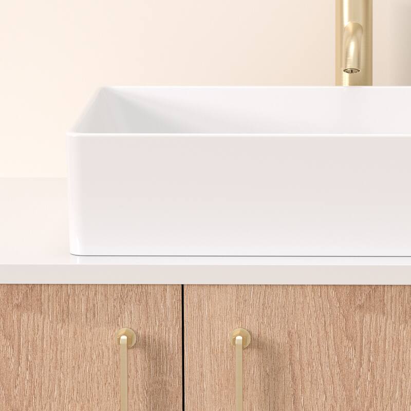 Modern Rectangular Ceramic Vessel Sink Countertop Bathroom Sink