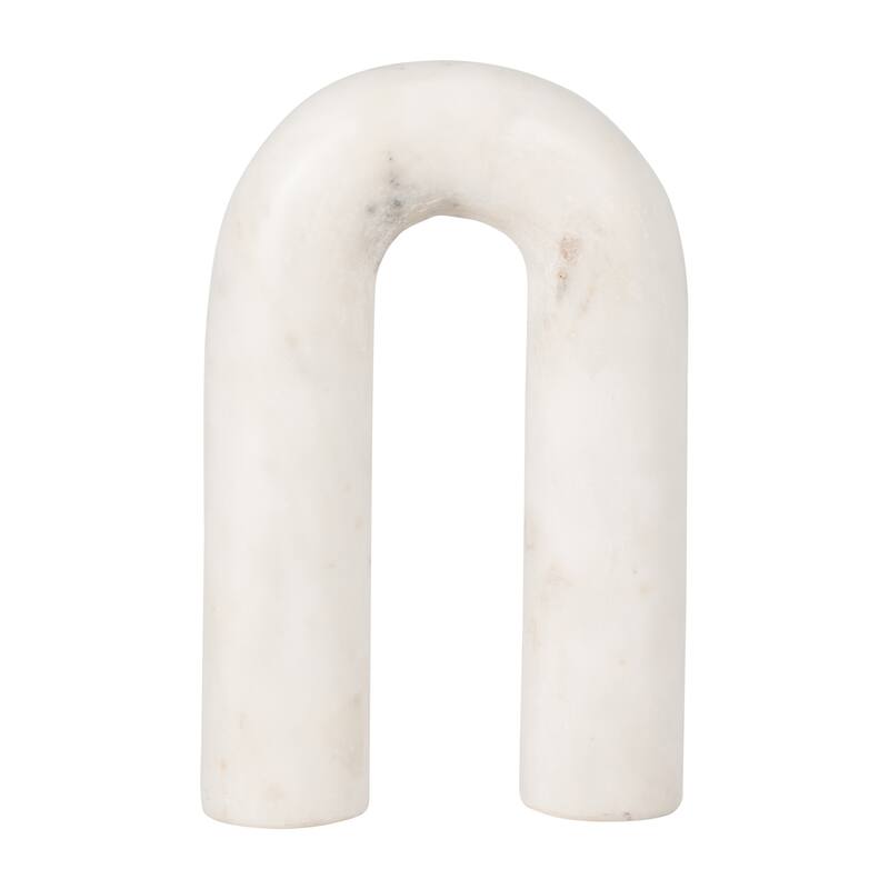 Sagebrook Home Arched Marble Horseshoe Sculpture Decor - 5" x 2" x 8" - White Arch