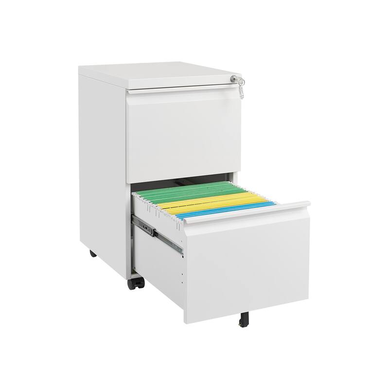 Metal 2 Drawer Mobile File Cabinet with Lock