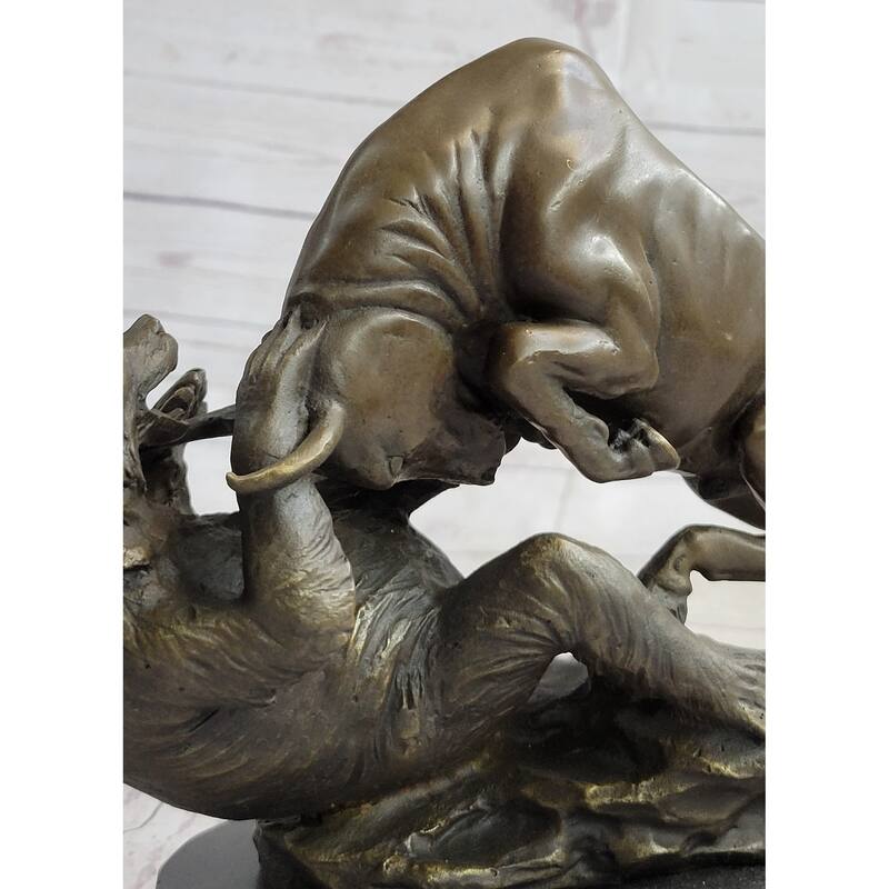 Wall Street Bull Vs Bear Market Bronze Metal Desktop Statue Sculpture 9 Inches X 11 Inches