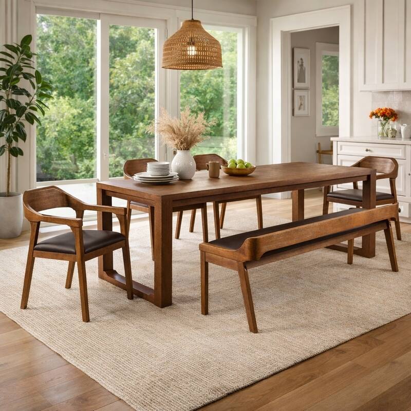 Rasmus Mid Century Wood Dining Bench