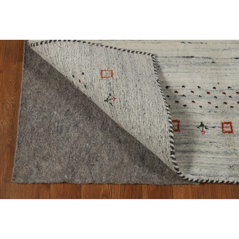 Tribal Gabbeh Indian Rug Handmade Beige Wool Carpet - 4'0" x 5'9"