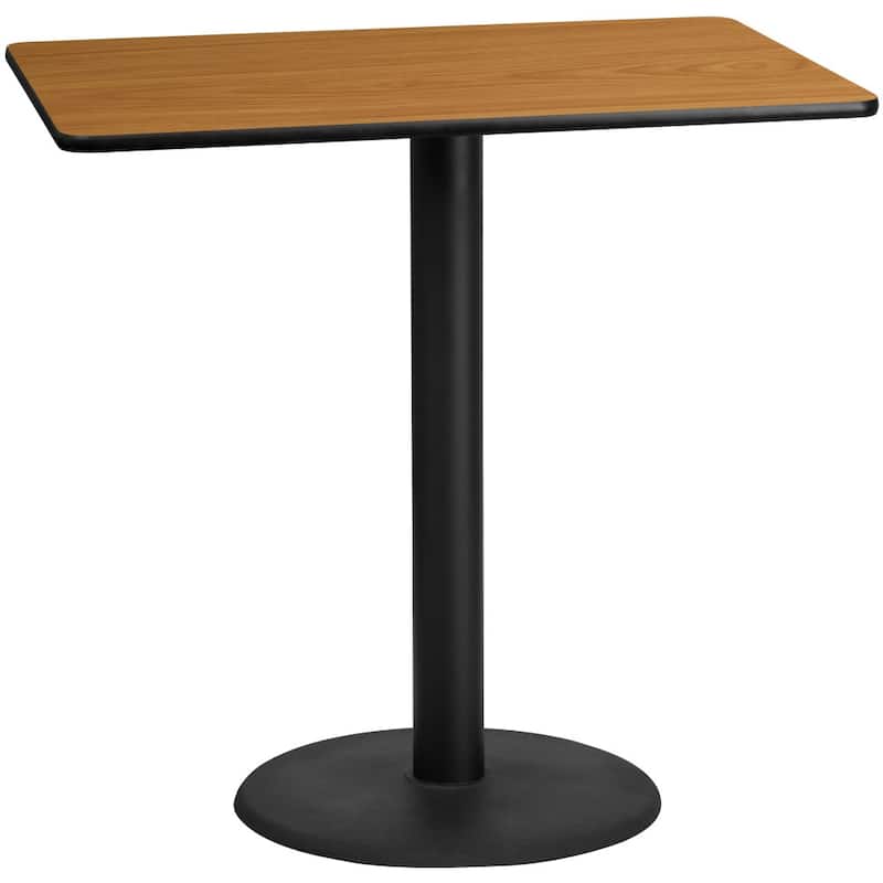 30'' x 48'' Rectangular Laminate Table Top with 24'' Round Bar Height Table Base - 30"W x 48"D x 43.125"H