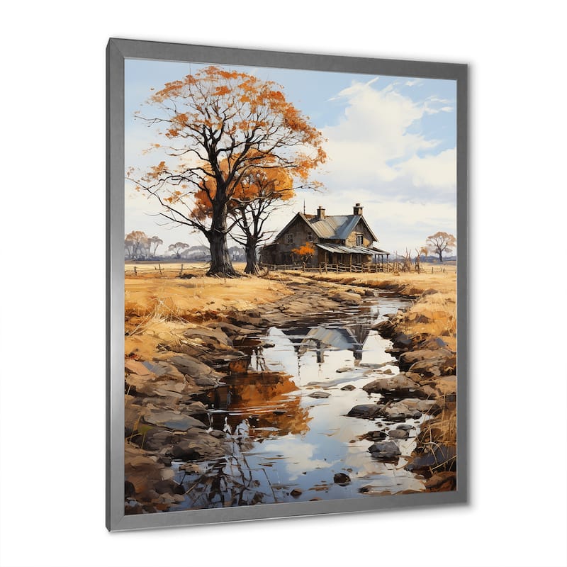 Designart "Farmhouse Rustic Retreat I" Countryside Framed Canvas Art Print