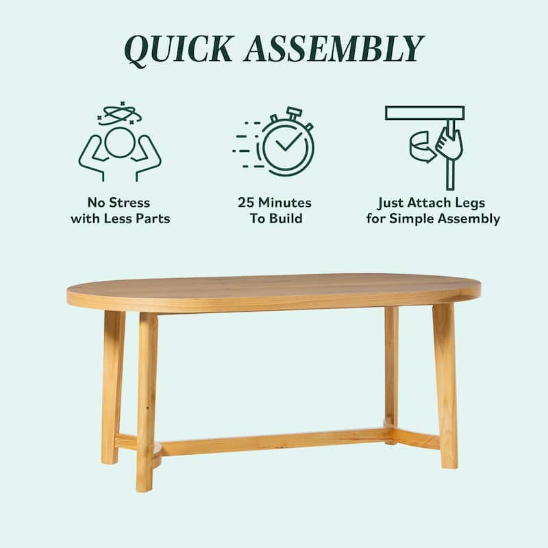 Walker Edison 7-Piece Modern Solid Oak Wood Dining Table with Upholstered Chairs