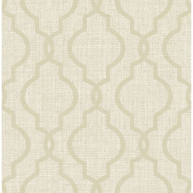 Kenneth James Geometric Jute Taupe Quatrefoil Wallpaper - 20.5in x 396in x 0.025in