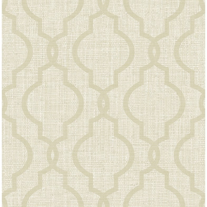 Kenneth James Geometric Jute Taupe Quatrefoil Wallpaper - 20.5in x 396in x 0.025in