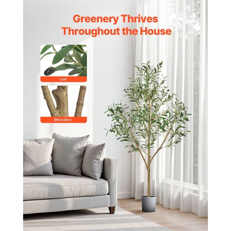 5 ft Artificial Olive Tree with 42 Fruits and 720 Lifelike Leaves Flexible Branches for Home - 28.74 x 28.74 x 60.63 in