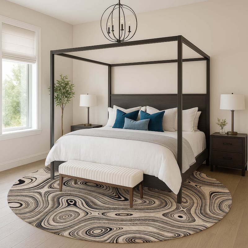 Premium Washable Super Soft Contemporary Alfa Mayfield Rug - Beige - 8' x 8'