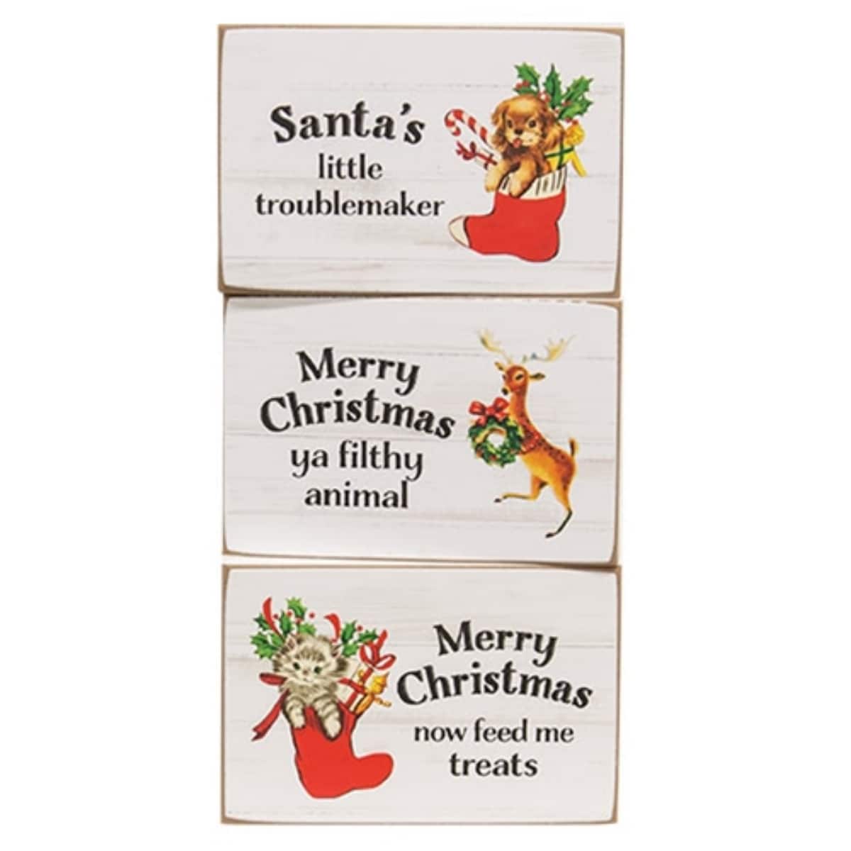 Santa's Little Troublemaker Block Sign 3 Asstd. - 4