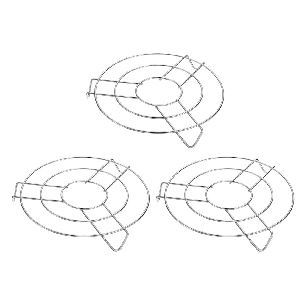 3pcs Round Cooking Rack Stainless Steel for Cooking - Silver