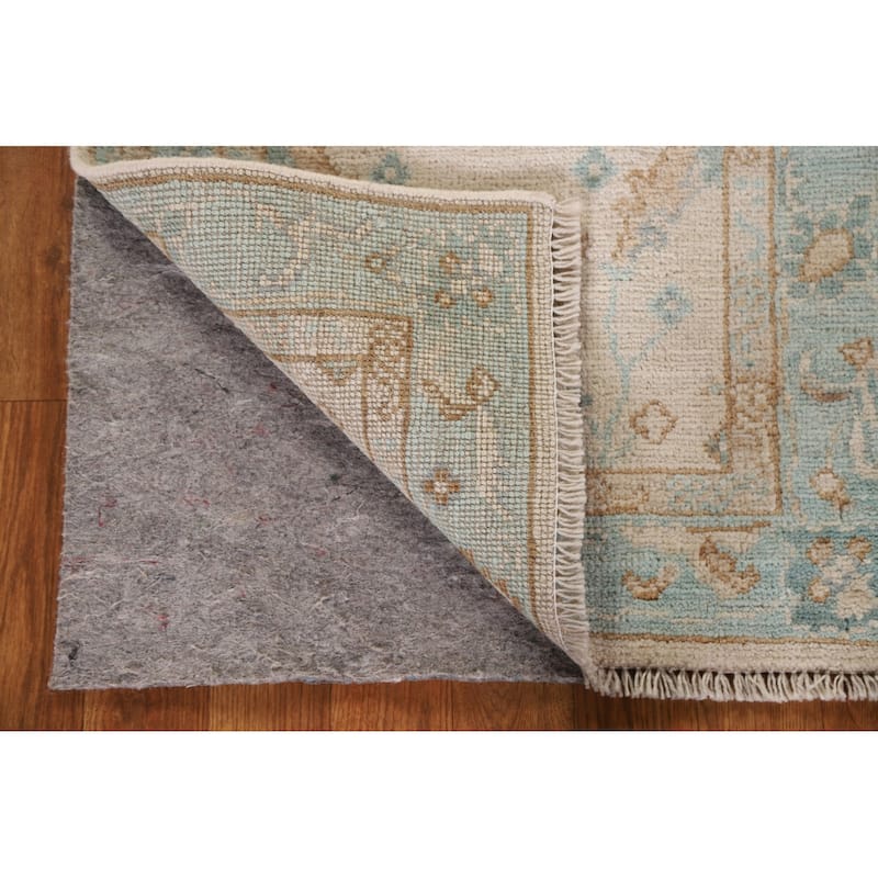 Hand Knotted Oriental 100% Wool Carpet Transitional Geometric Peach Oushak Area Rug - 2' 10'' X 1' 11''