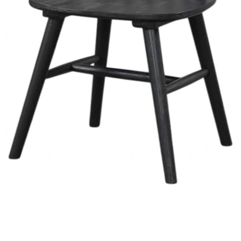 Yely Side Dining Chair Set of 2, Spindle Back, Shaker Legs, Black Rubberwood