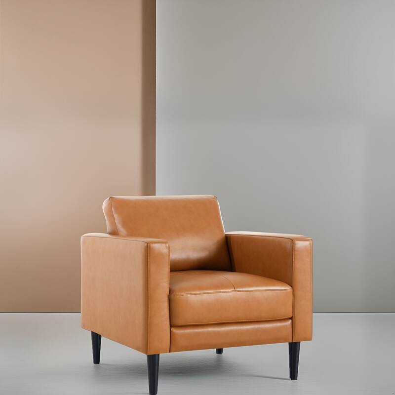 Genuine Leather Sofa Set – Mid-Century Modern Chair, Loveseat & Sofa with Luxurious Comfort - Chairs