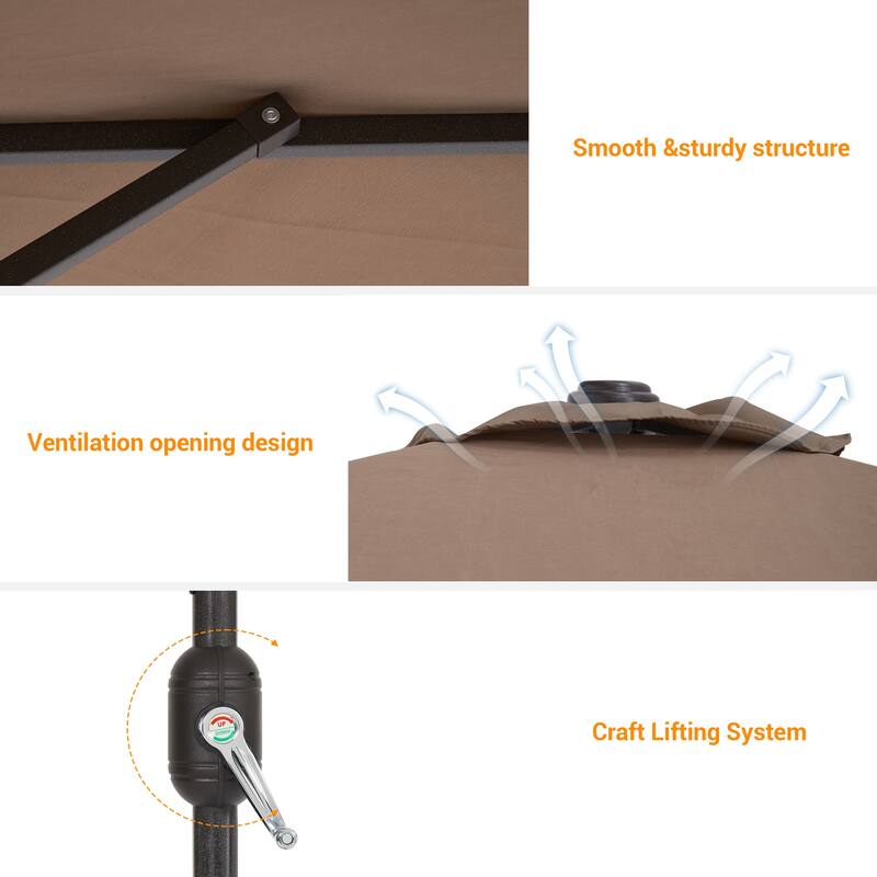 BONOSUKI Patio Rectangular Market Umbrella with Tilt and Crank