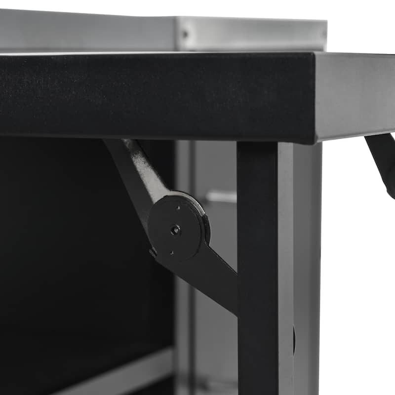 72.4" Large Grill Table Cart for Big Green Egg - Metal Outdoor Kitchen Island with Fold-out Prep Table & Adjustable Shelves