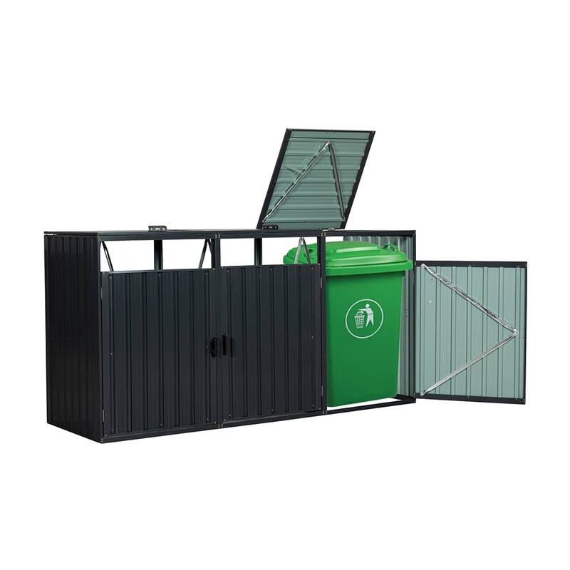 Galvanized Steel Outdoor Garbage Shed, Bin Shed, Metal Storage Shed