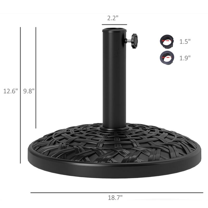 Resin and Concrete Umbrella Base with Steel Pole Heavy Duty Fits 1.5 and 1.9 Inch Poles Outdoor Patio Parasol Stand