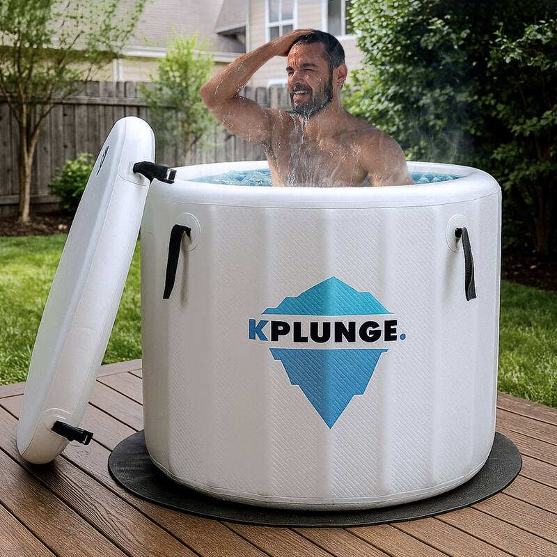 Arctic 1-Person Inflatable Cold Plunge Ice Bath Tub/Hot Tub with PVC Insulated Lid, Pump, and Repair Kit in Gray
