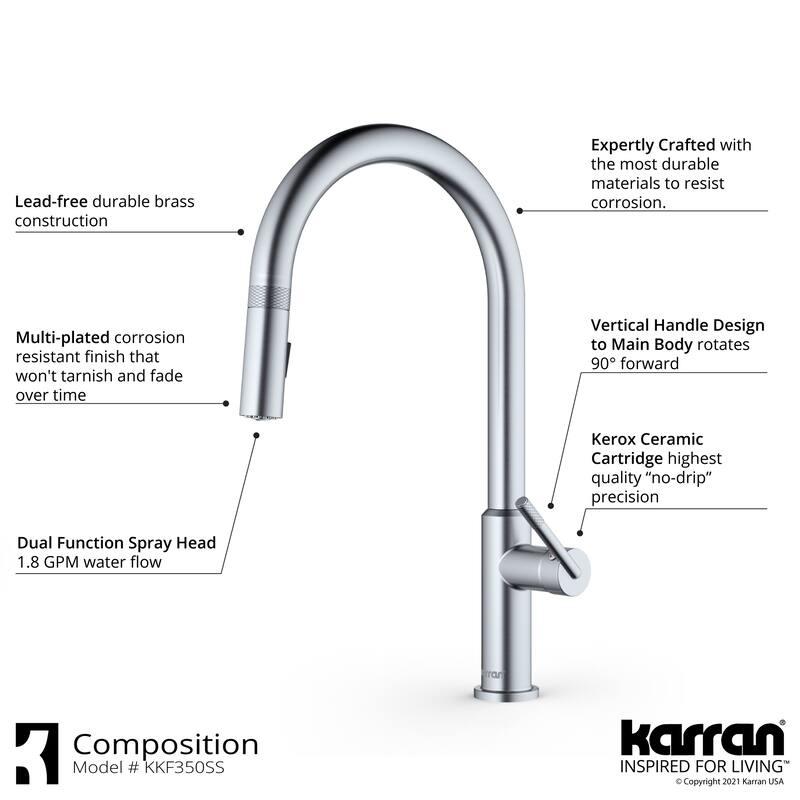 Karran Lagrange One-Handle Pull Down Dual Function Sprayer Kitchen Faucet