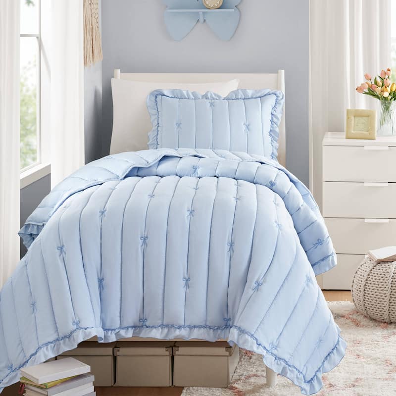Intelligent Design Liv Quilt Mini Set - Twin - Twin XL - Blue