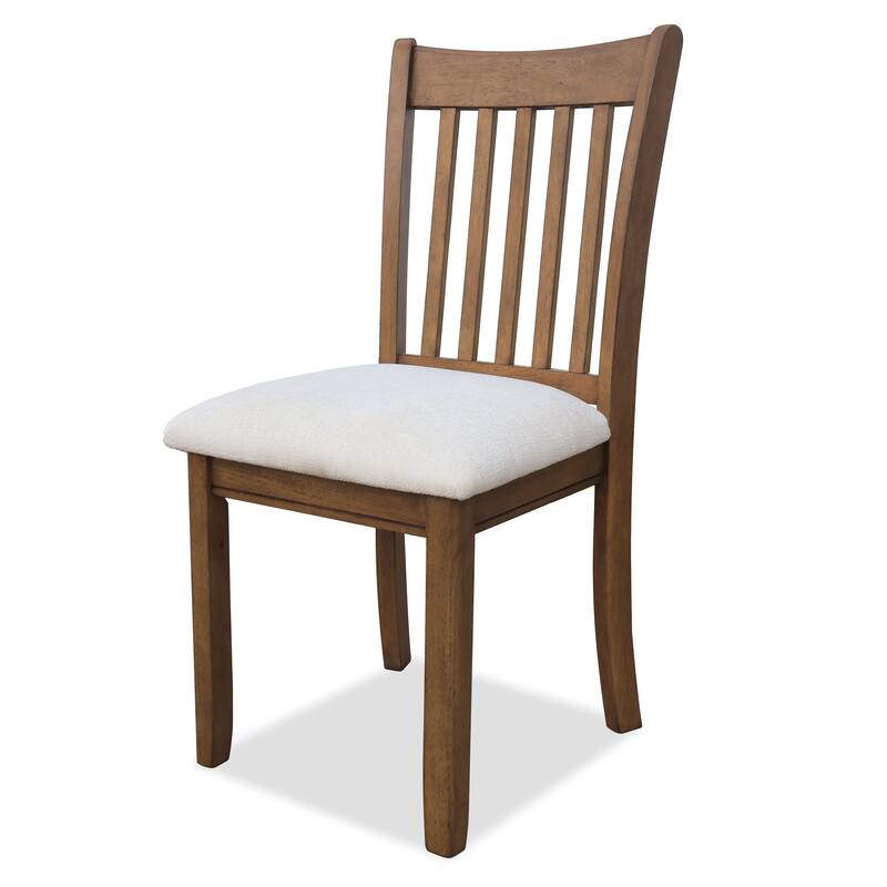 Dining Chairs Set of 2, Wooden Upholstered Kitchen Chairs, Breakfast Chairs with Slatted Back and Rubber Wood Frame