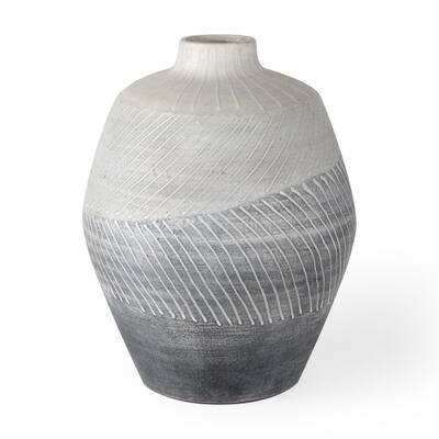 Blume Off-White And Gray Textured Vase (10")