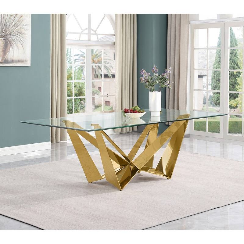 Best Quality Furniture D402/3-SC340-7 Dining Set with 94" 15mm Glass with Bevel