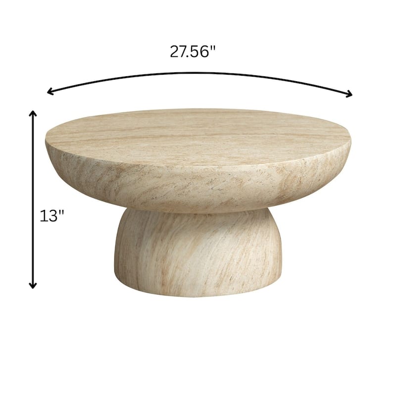 Lunexa Modern Fiberstone Coffee Table with Pedestal Design for Living Rooms, Patios, Decks or Garden