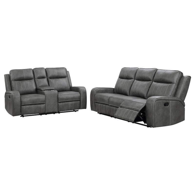 Raelynn Upholstered Reclining Sofa Set Grey - 2 Piece
