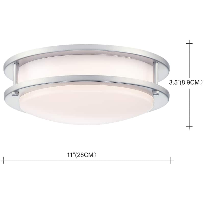 1-Light Metal Rounded LED Flush Mount Ceiling Light - 3.5'' H X 11'' W X 11'' D