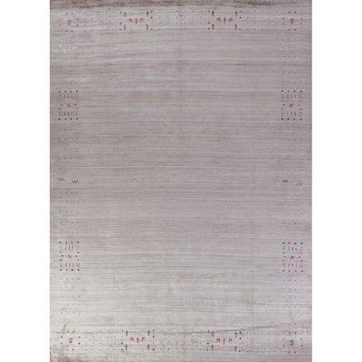 Tribal Gabbeh Indian Area Rug Hand-Knotted Wool Carpet - 9'2" x 12'2"