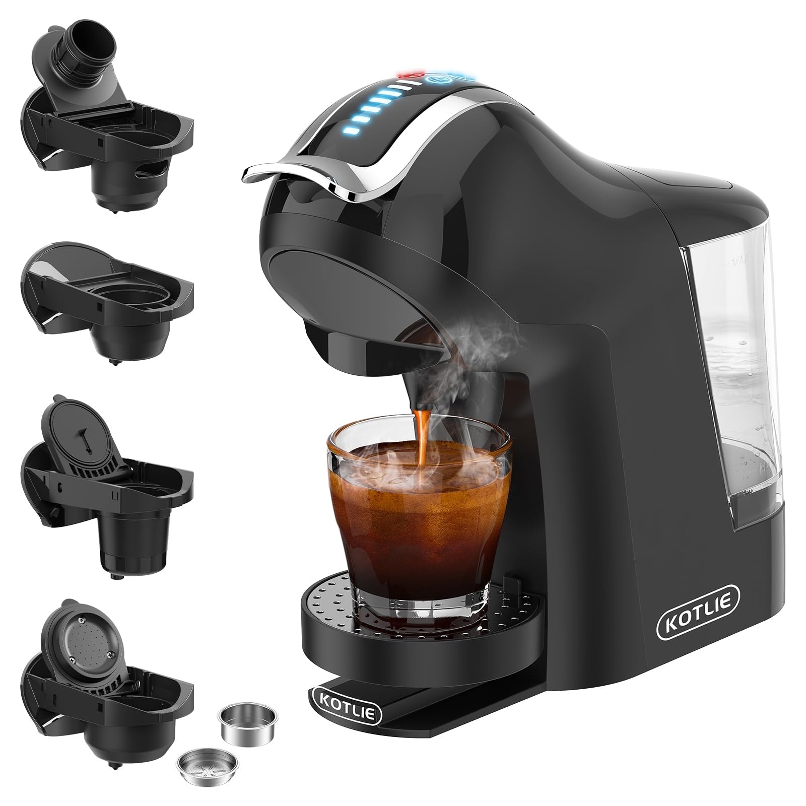 19Bar Espresso Machine, Cappuccino&Latte Maker, 5in1 Cold&Hot Brewing Single-Serve Coffee Maker - 12.5