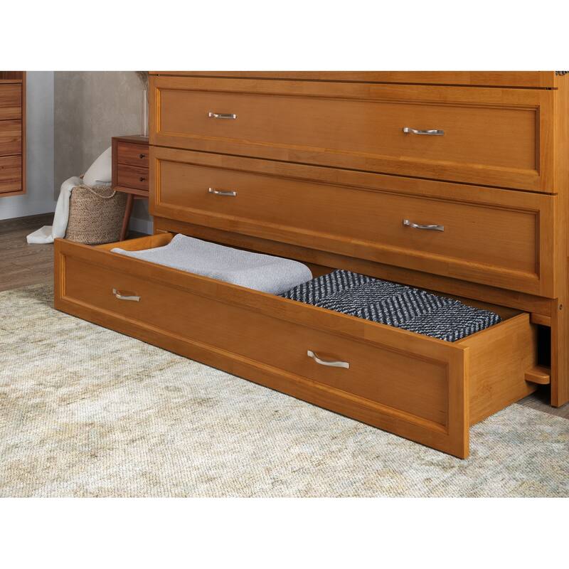 AFI Northfield Murphy Bed Chest with 6" Mattress, Storage Drawer & Built-In Charger