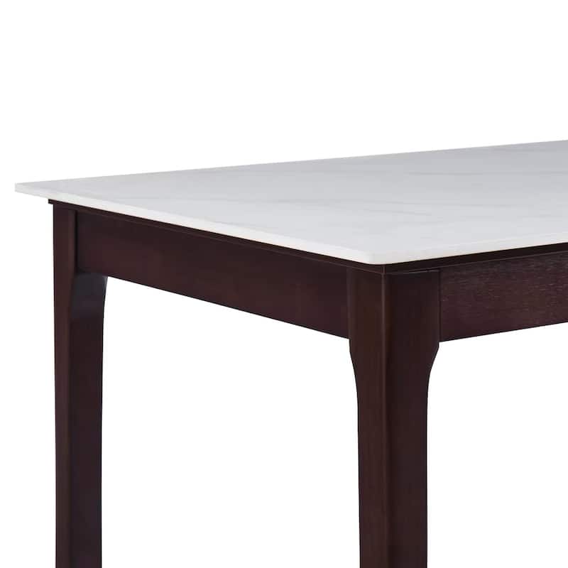 Mina Sintered Stone Rectangular Dining Table - Modern Scratch & Heat Resistant Kitchen Table with Solid Rubberwood Legs