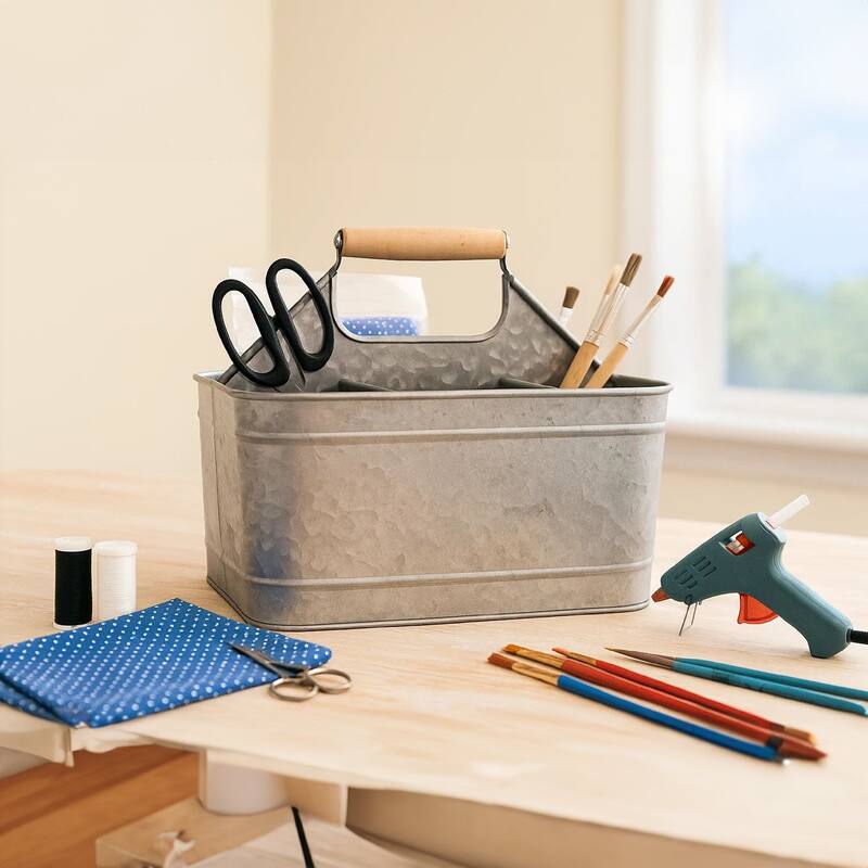 Galvanized Metal Sturdy Carry All Serveware, Gray