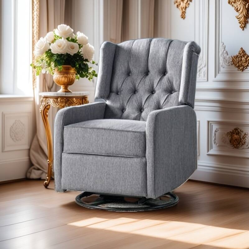 360° Rotation Lounge Chair with Classic Style for Living Room or Bedroom, Lever-Control Recliner for Reading & Relaxation - Charcoal
