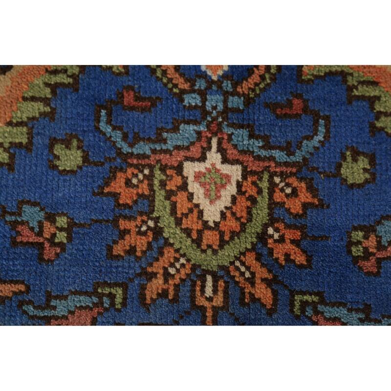 Blue Floral Oushak Indian Foyer Rug Handmade Wool Carpet - 3'0"x 5'0"