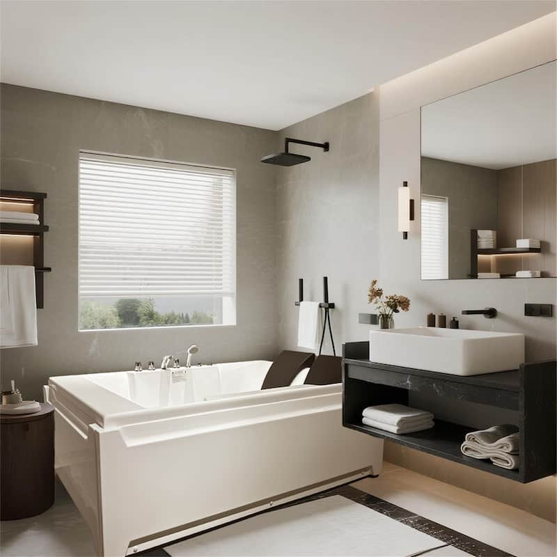 Whirlpool Tub,73" x 48" Jetted Bathtub for 2 Person