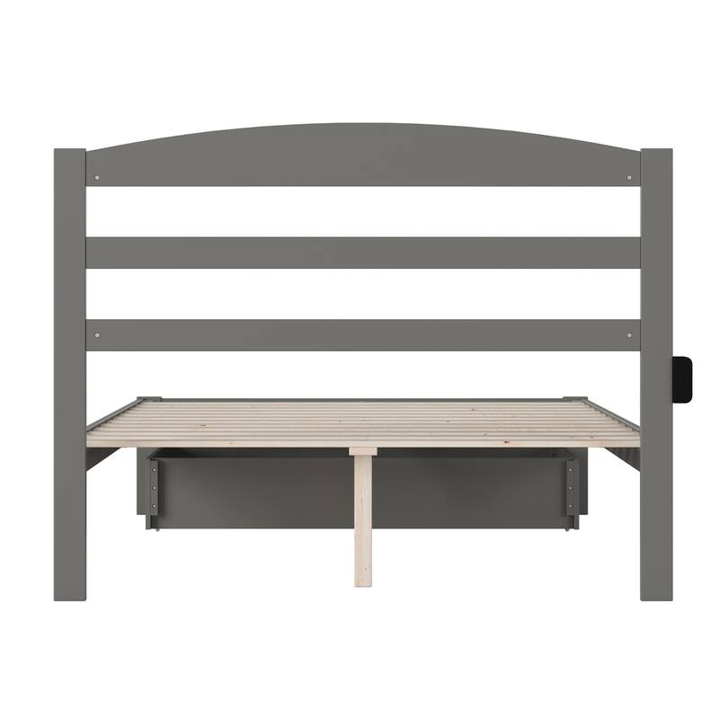Full Bed with Drawer - Coastal Cottage Style Grey Bedroom Furniture