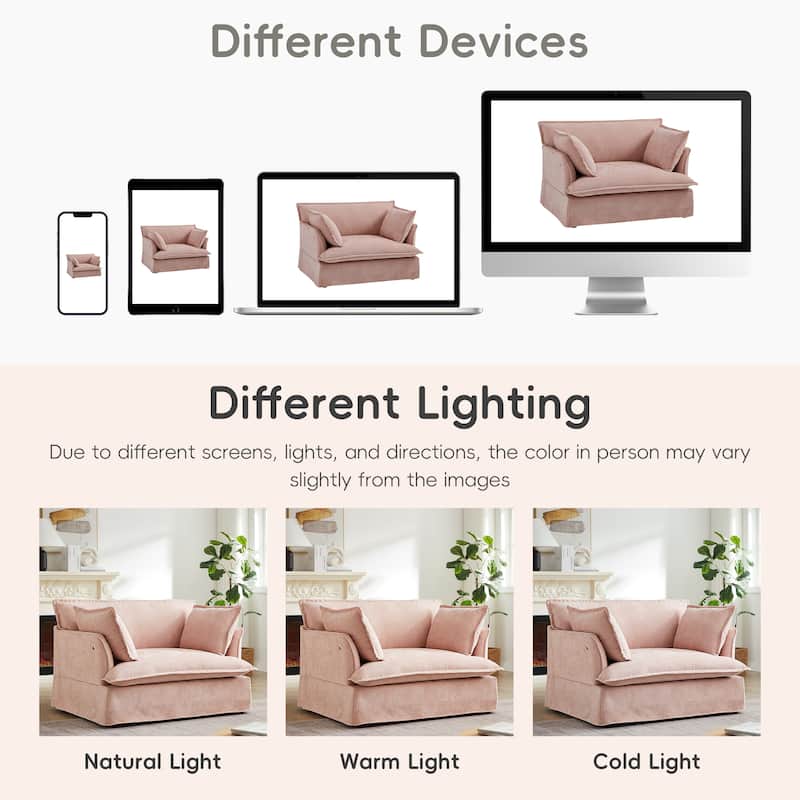 47.2" Oversized Single Sofa Chair Accent Chair with Charging Ports, Chenille Armchair Lounge Chair for Living Room Apartment