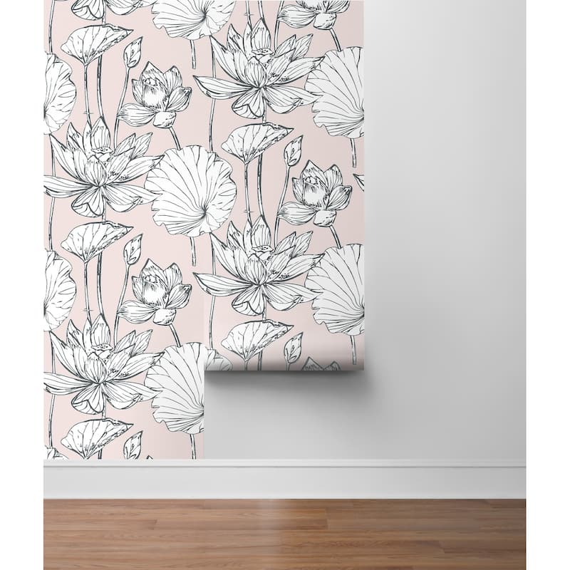 NextWall Lotus Floral Peel and Stick Wallpaper