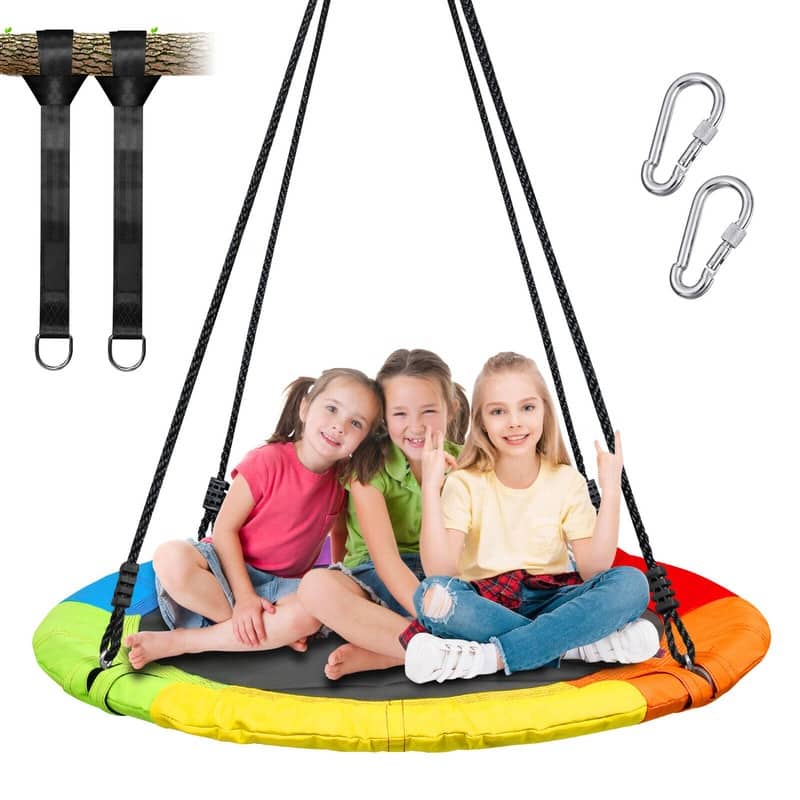 Trekassy 700lb 40'' Saucer Tree Swing for Kids Adults 900D Oxford Waterproof with 2pcs Tree Hanging Straps