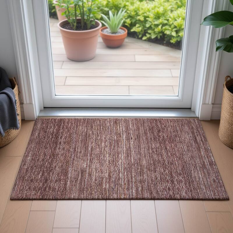 Machine Washable Indoor/Outdoor Modern Trellis Chantille Rug