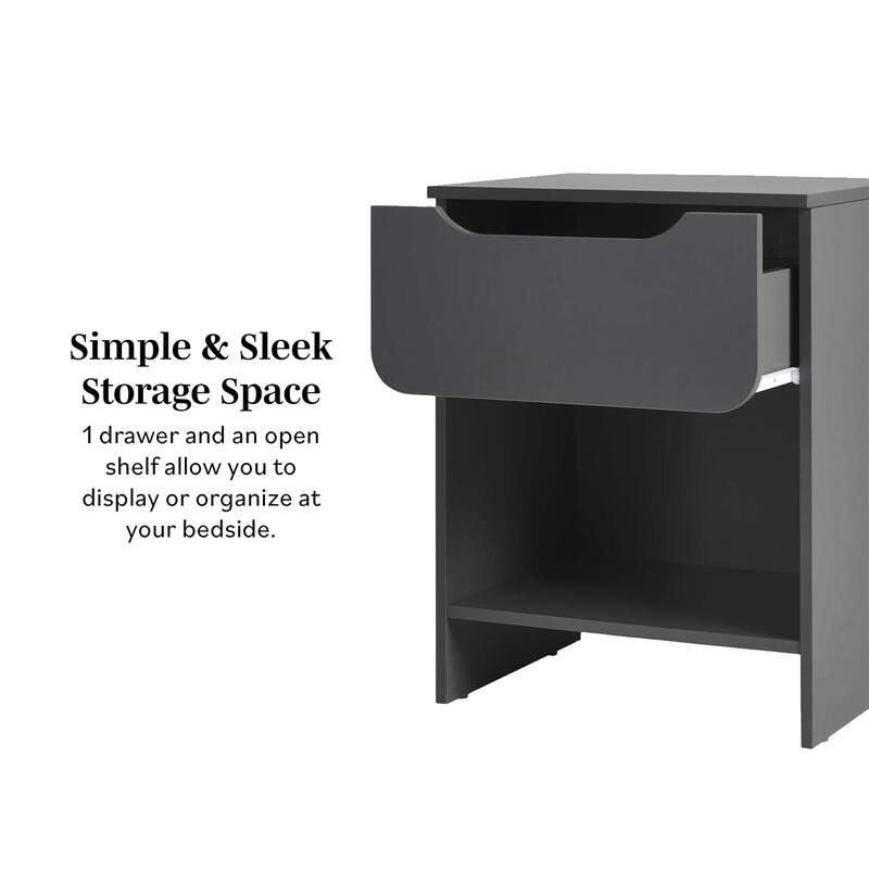 Middlebrook Designs Modern 1-Drawer Nightstand with Cubby