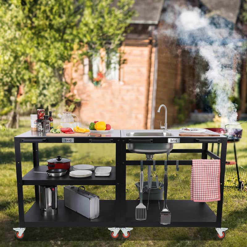 Feasto KT2435A 3-Shelf 304 Stainless Steel Table Food Prep Pizza Oven Table