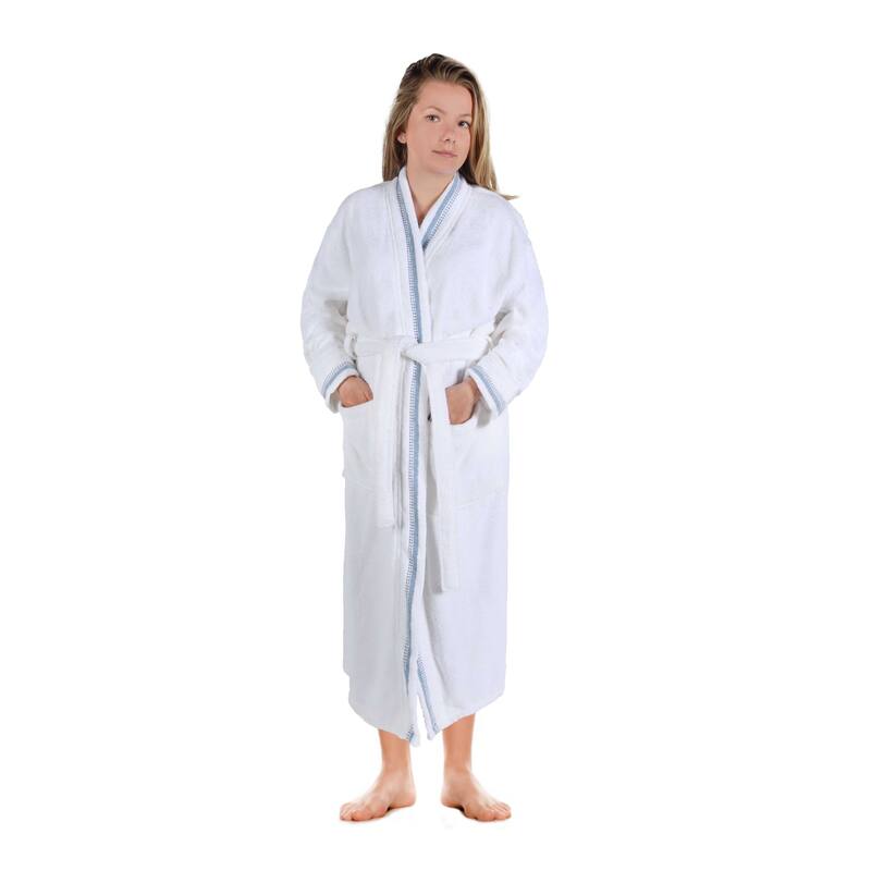 Superior Unisex Turkish Cotton Terry Kimono Bathrobe with Embroidery Robe
