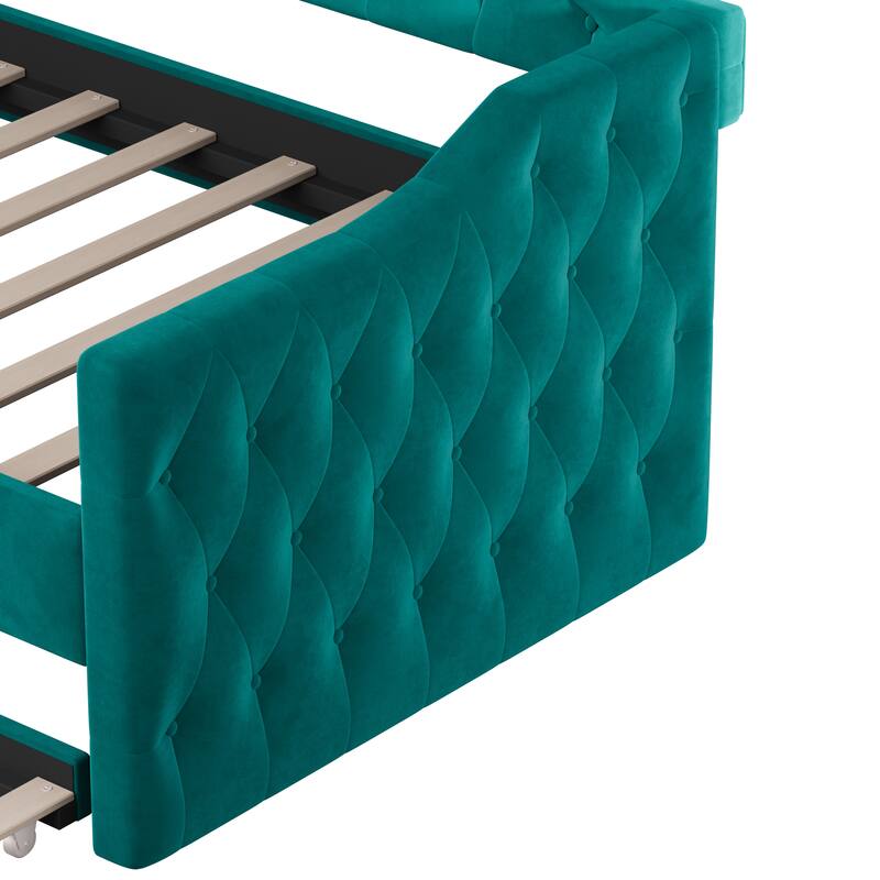 Upholstered Daybed with Trundle ,with USB&Type-C Charging Ports