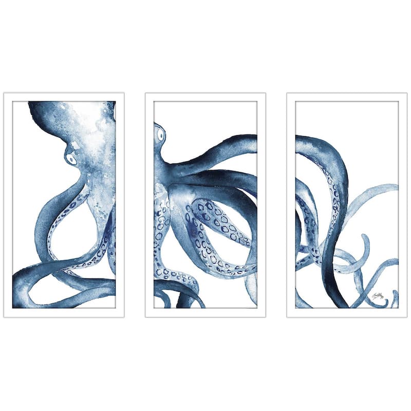 "Octopus in the Blues" 3 Piece Print on Acrylic